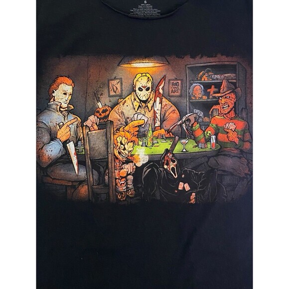 Big Chris Art Black “Cut the Deck” Horror Poker Graphic Tee No Neckline Sz Small - Picture 2 of 10